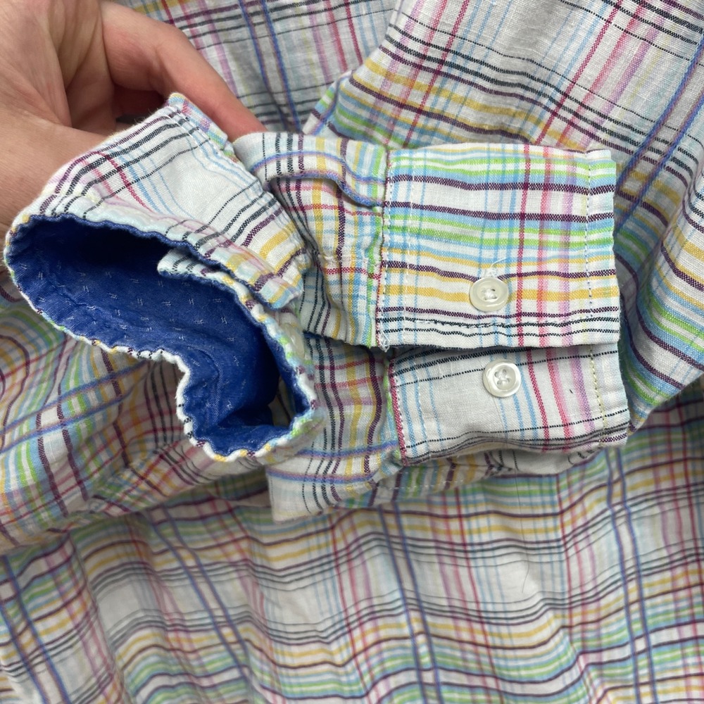 Tommy Bahama XL Mens Linen Blend Long Sleeve Plaid Button Down Shirt - Picture 10 of 11